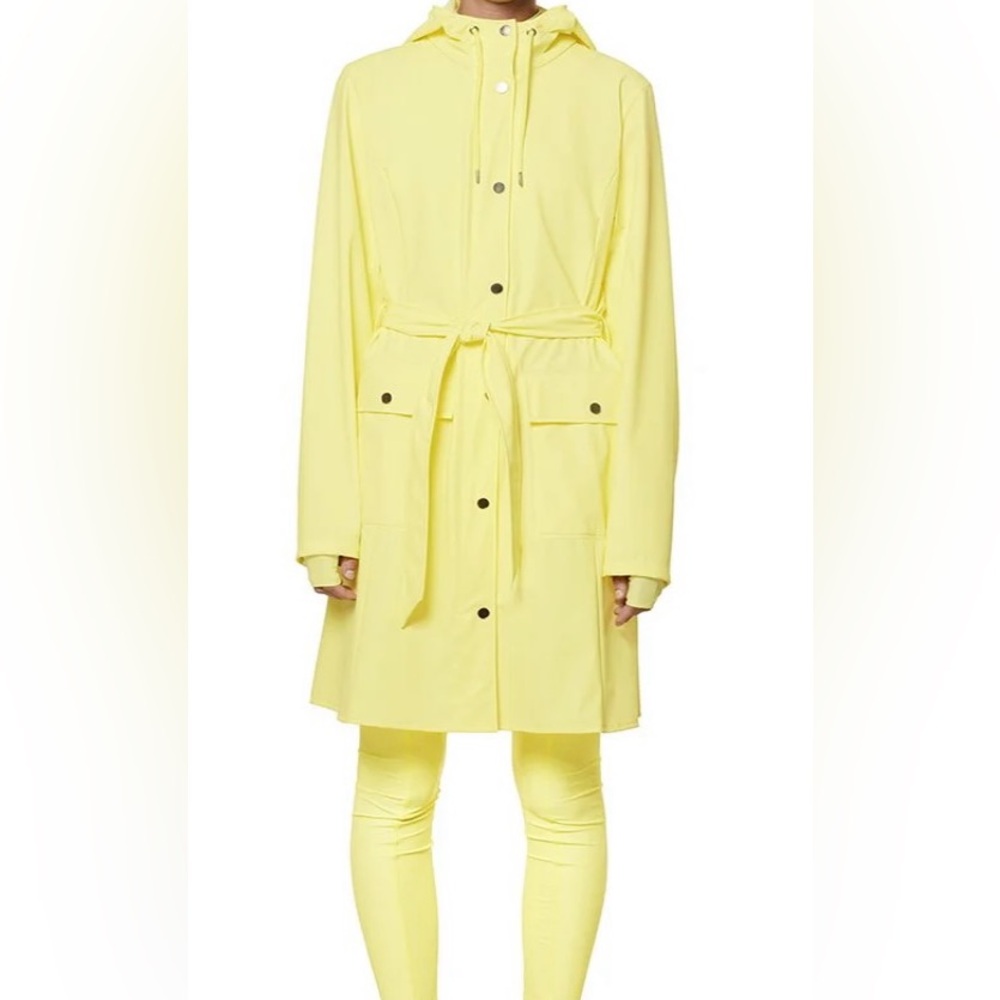 NWT Rains Curve Straw Yellow Trench Raincoat M